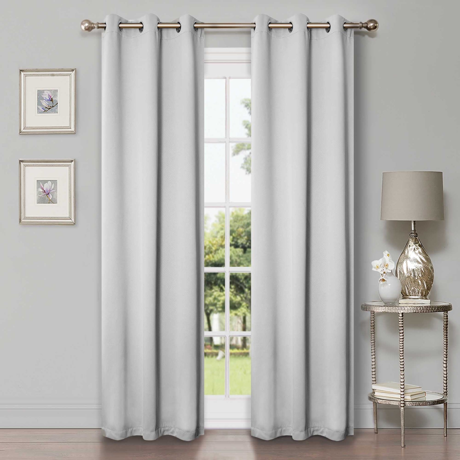 Solid Machine Washable Room Darkening Blackout Curtains, Set of 2 - Marshmallow