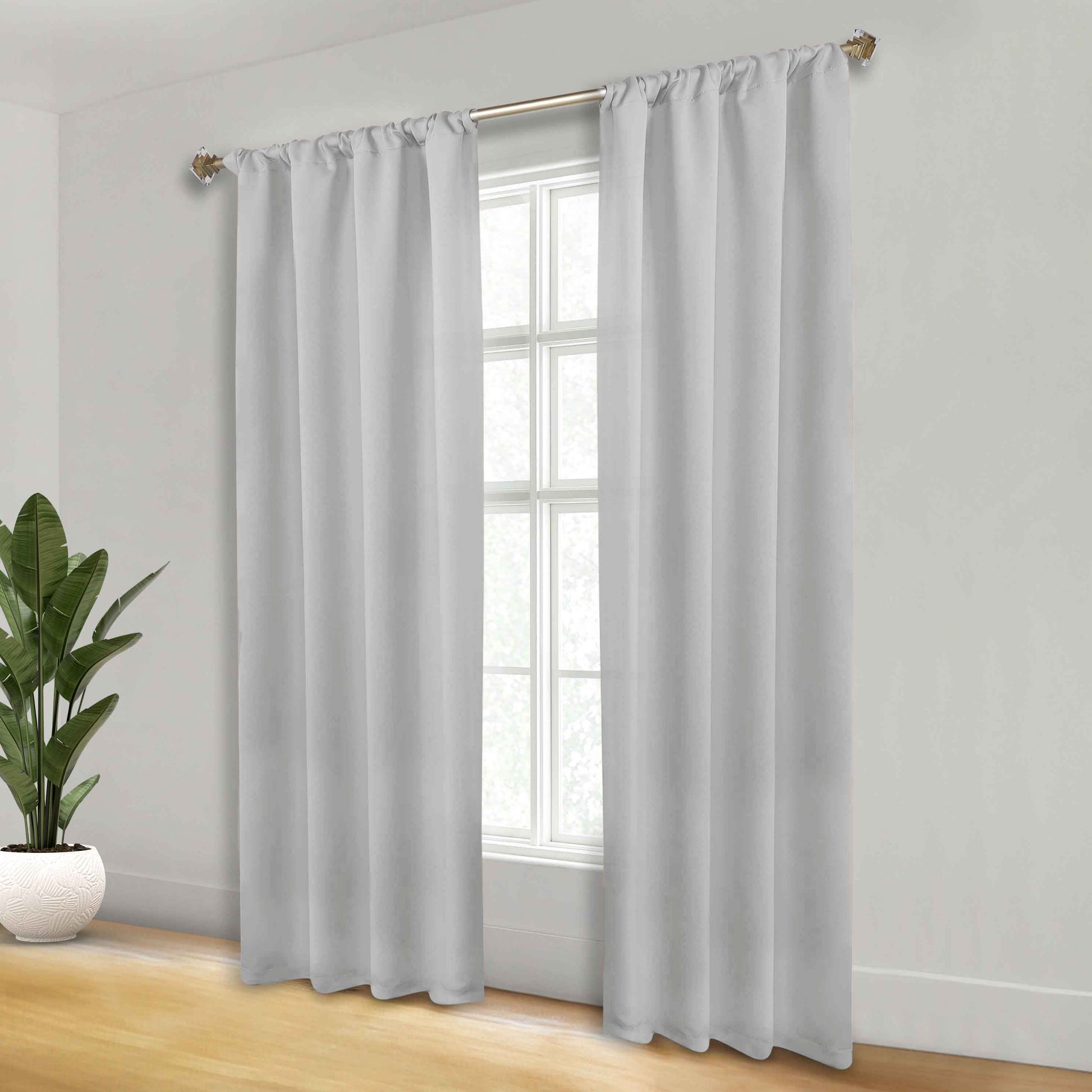 Solid Room Darkening Rod Pocket Blackout Curtain Panels, Set of 2 - Marshmallow