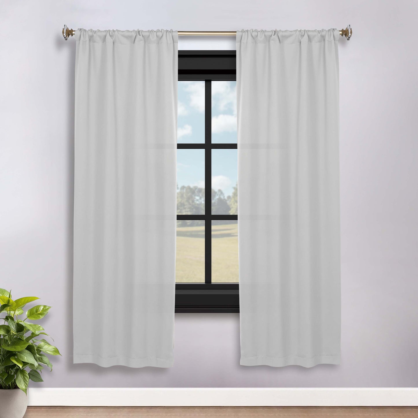 Solid Room Darkening Rod Pocket Blackout Curtain Panels, Set of 2 - Marshmallow