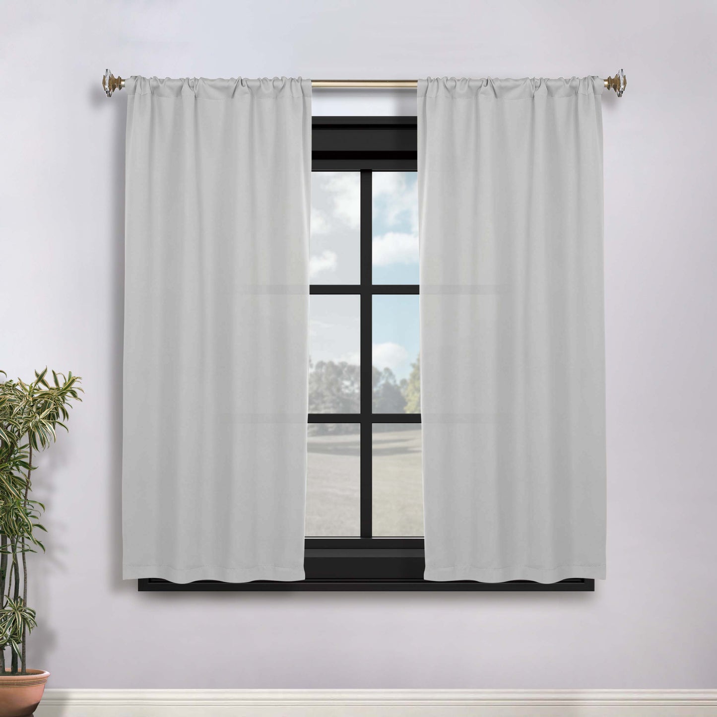 Solid Room Darkening Rod Pocket Blackout Curtain Panels, Set of 2 - Marshmallow