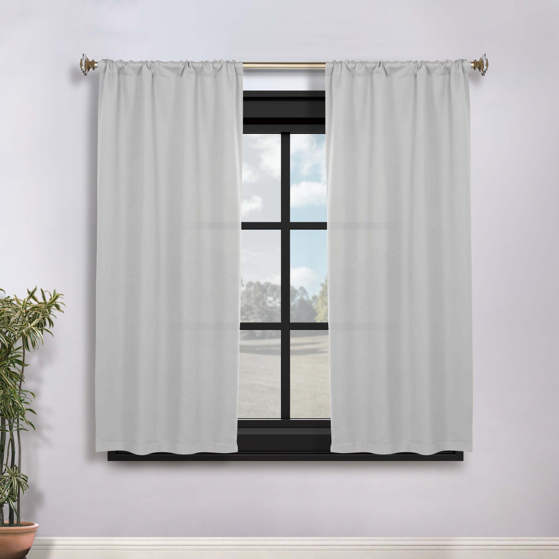Solid Room Darkening Rod Pocket Blackout Curtain Panels, Set of 2 - Marshmallow