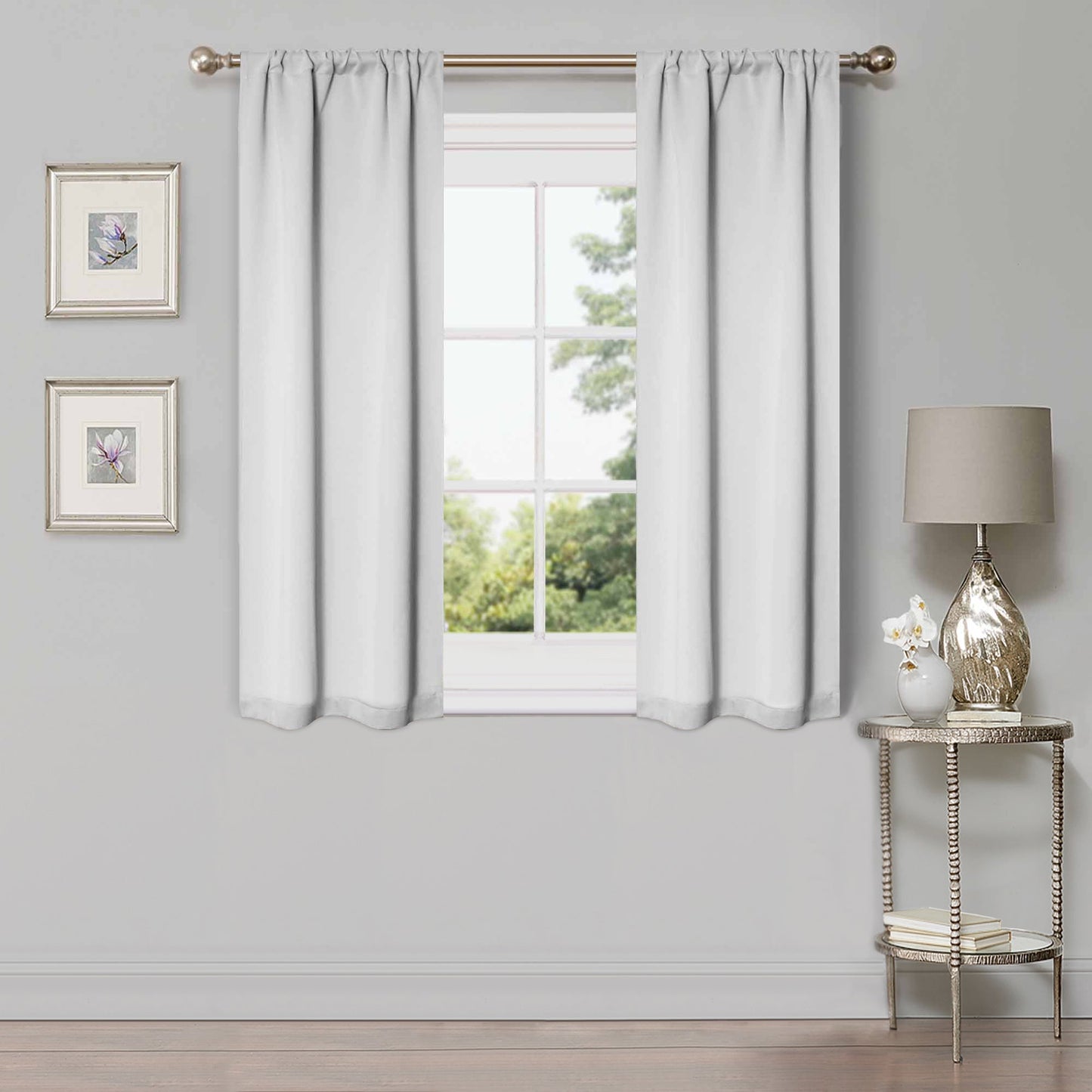 Solid Room Darkening Rod Pocket Blackout Curtain Panels, Set of 2 - Marshmallow