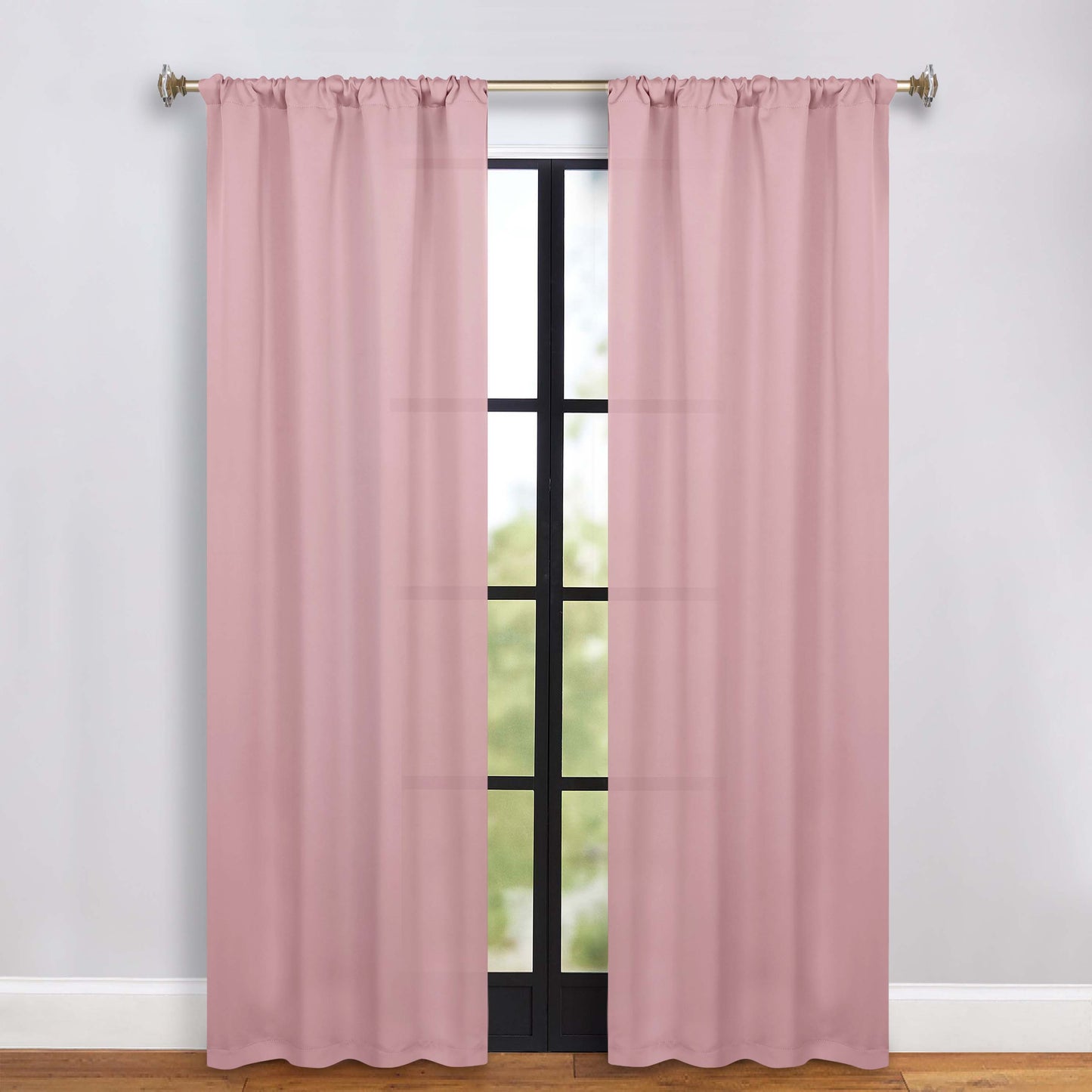 Solid Room Darkening Rod Pocket Blackout Curtain Panels, Set of 2 - MauveChalk