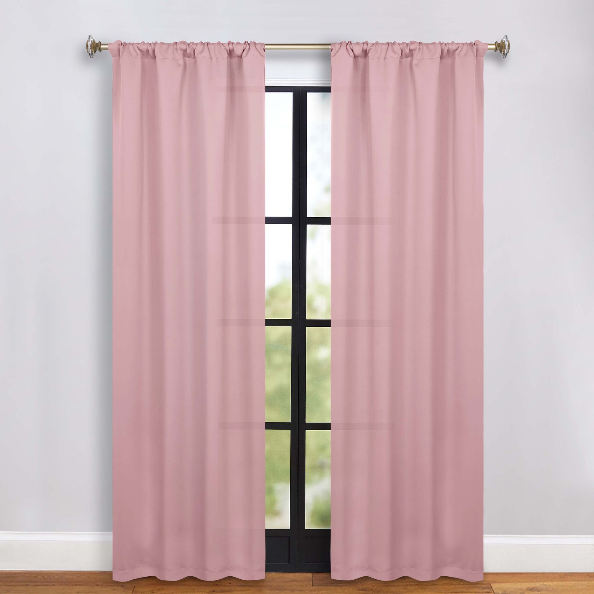 Solid Room Darkening Rod Pocket Blackout Curtain Panels, Set of 2 - MauveChalk