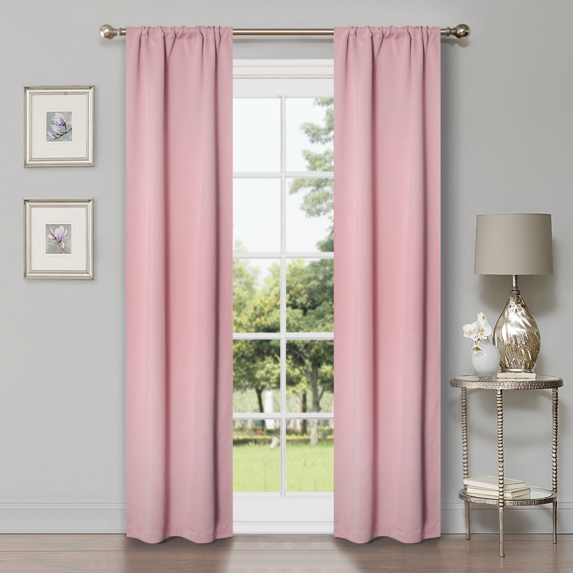 Solid Room Darkening Rod Pocket Blackout Curtain Panels, Set of 2 - MauveChalk