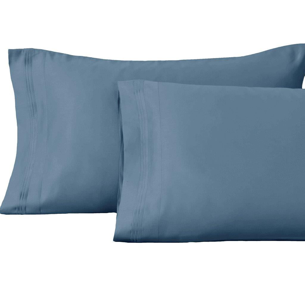 1500 Thread Count Egyptian Cotton 2 Piece Solid Pillowcase Set - MediumBlue
