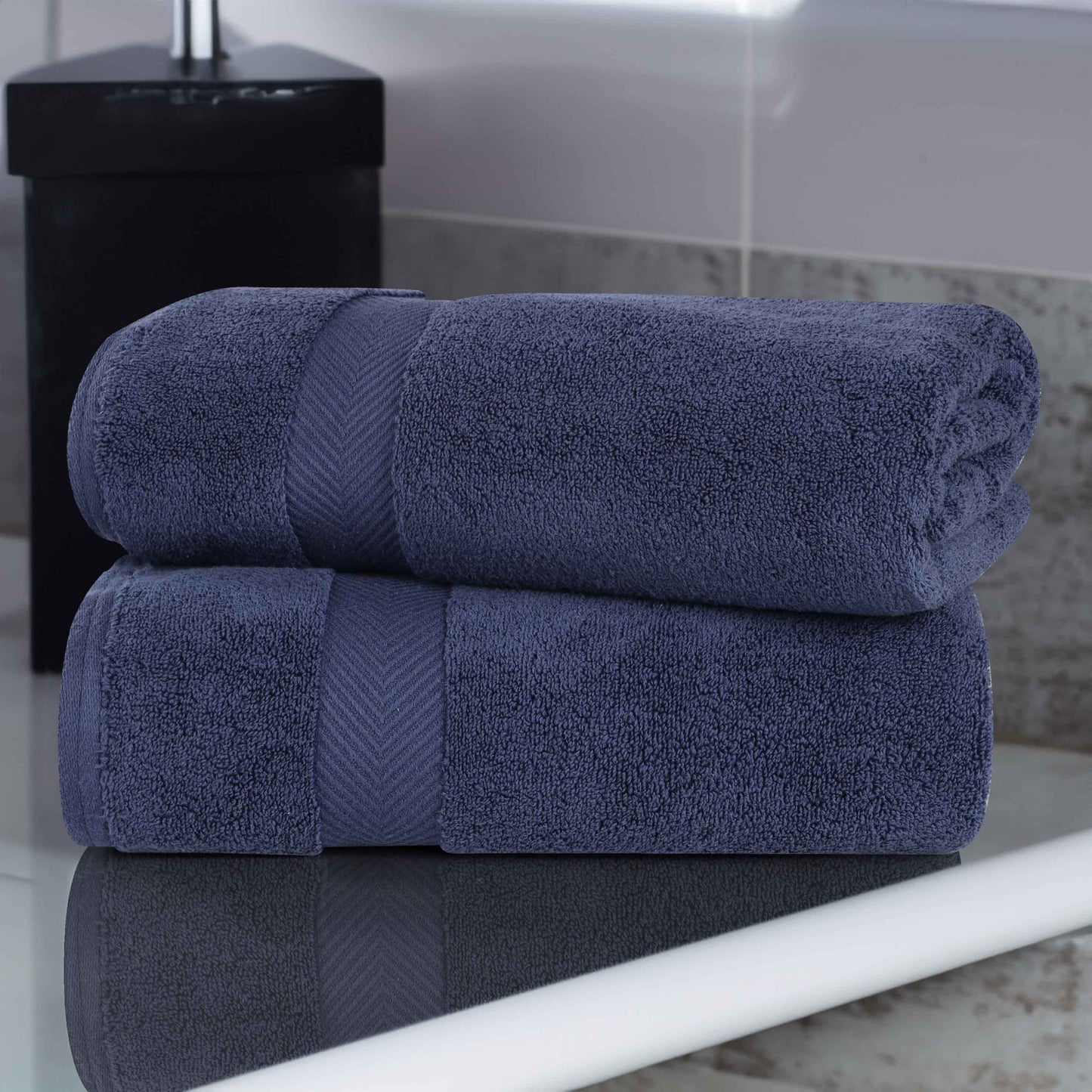 Zero-Twist Smart-Dry Combed Cotton 2 Piece Bath Sheet Set - MidnightBlue