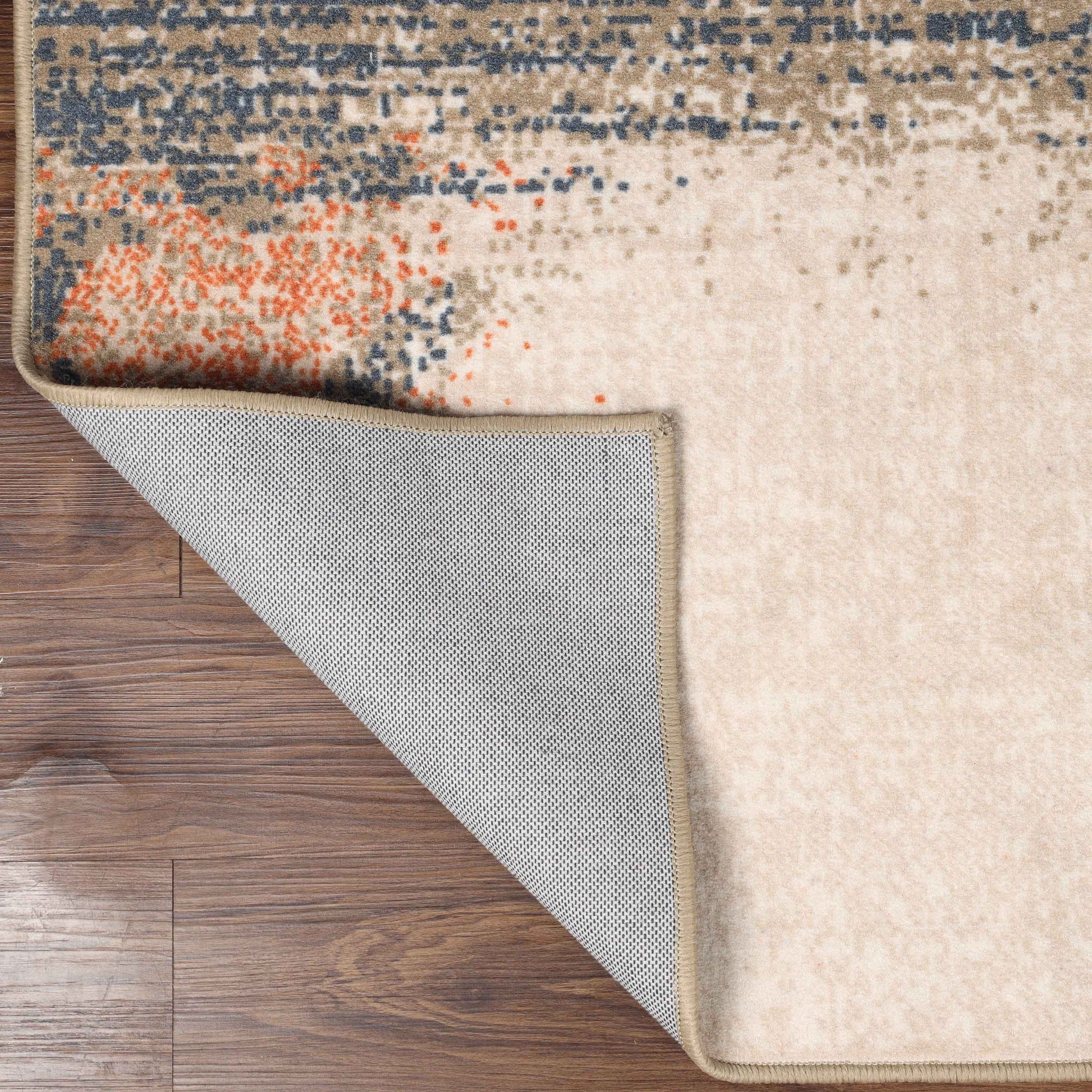Bristol Distressed Abstract Damask Indoor Area Rug or Runner Rug - MidnightNavy-Salmon