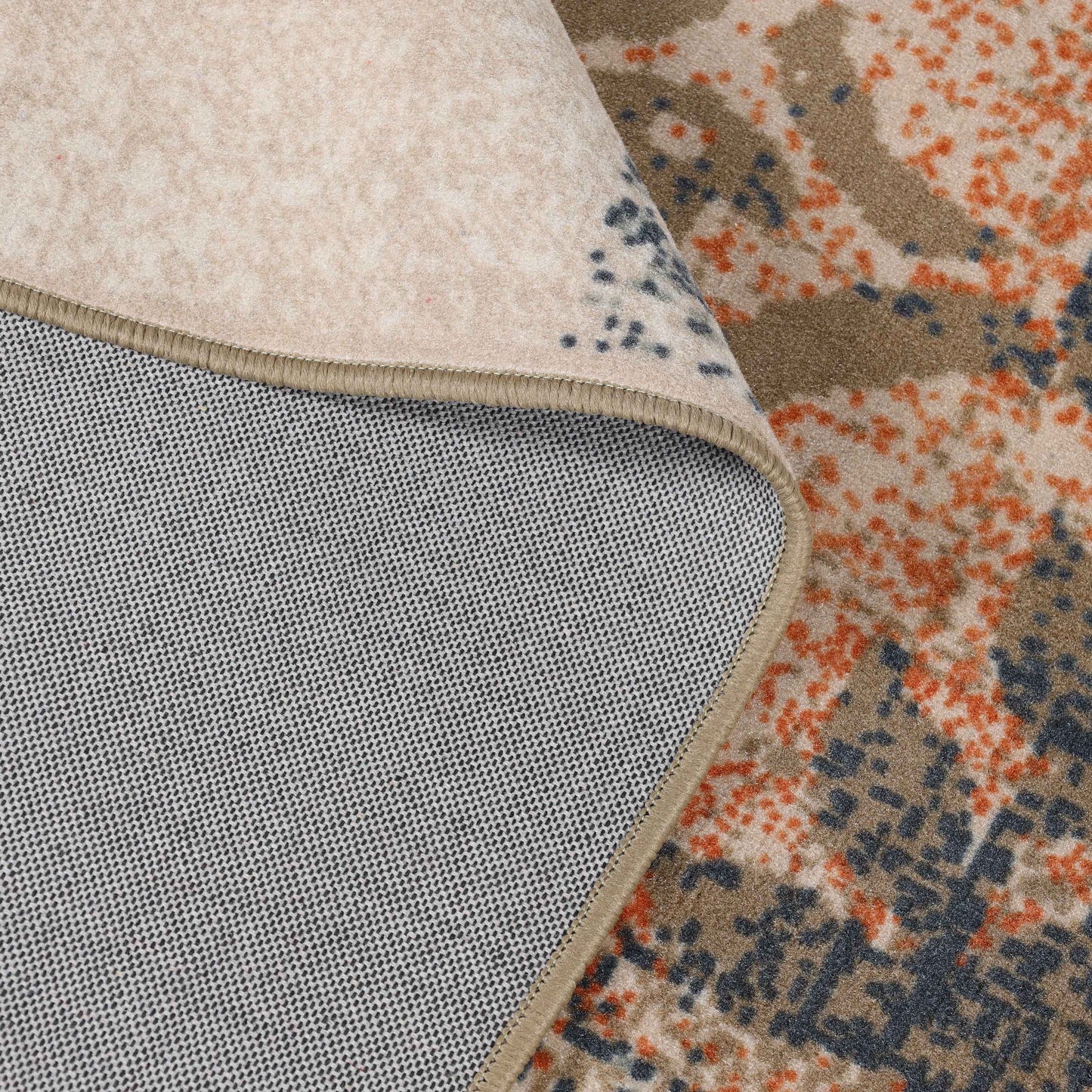 Bristol Distressed Abstract Damask Indoor Area Rug or Runner Rug - MidnightNavy-Salmon