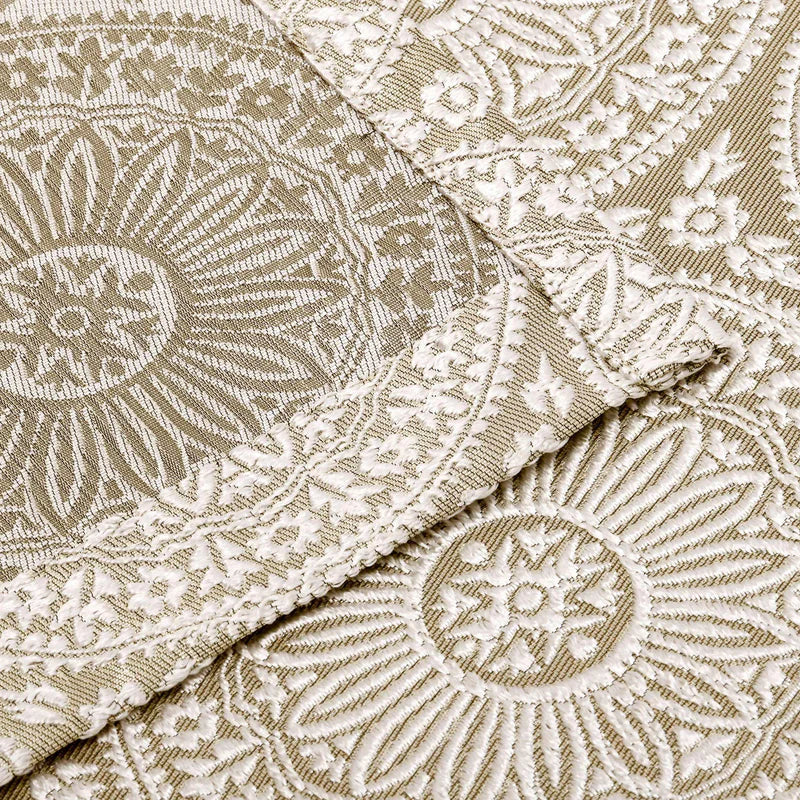 Eminence Jacquard Floral Medallion Grommet Curtain Panels (Set of 2) - MirrorBrass