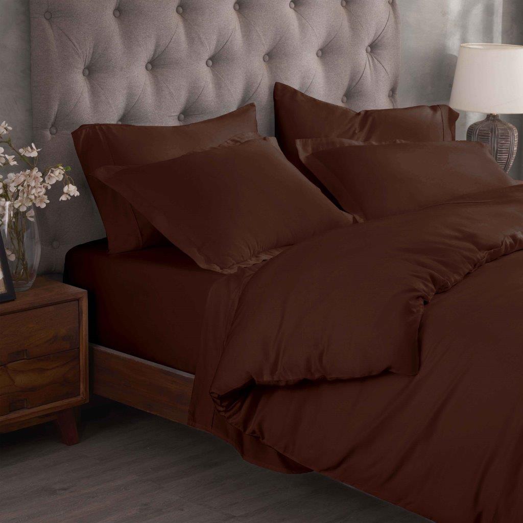 Egyptian Cotton 300 Thread Count Solid Duvet Cover Set - Mocha