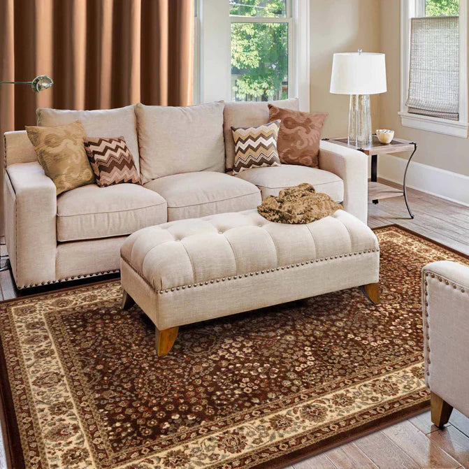 Astral Traditional Oriental Floral Scroll Indoor Area Rug or Runner - Mocha