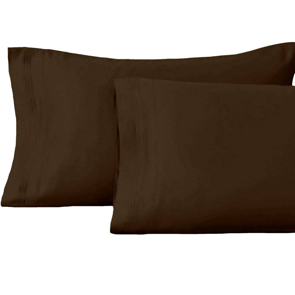 1500 Thread Count Egyptian Cotton 2 Piece Solid Pillowcase Set - Mocha