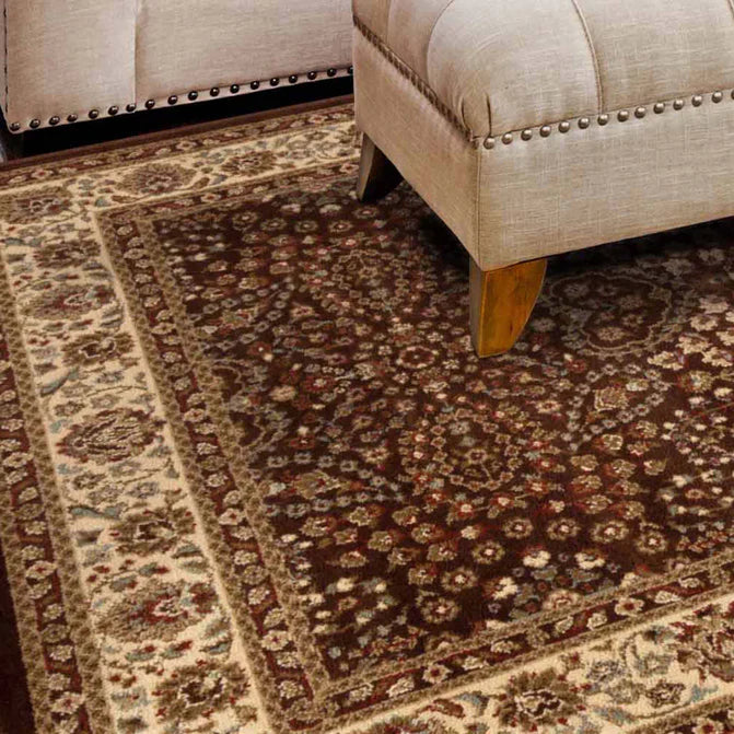 Astral Traditional Oriental Floral Scroll Indoor Area Rug or Runner - Mocha