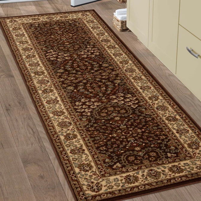 Astral Traditional Oriental Floral Scroll Indoor Area Rug or Runner - Mocha