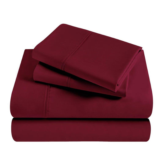 Modal From Beechwood 300 Thread Count Solid Deep Pocket Bed Sheet Set - Burgundy