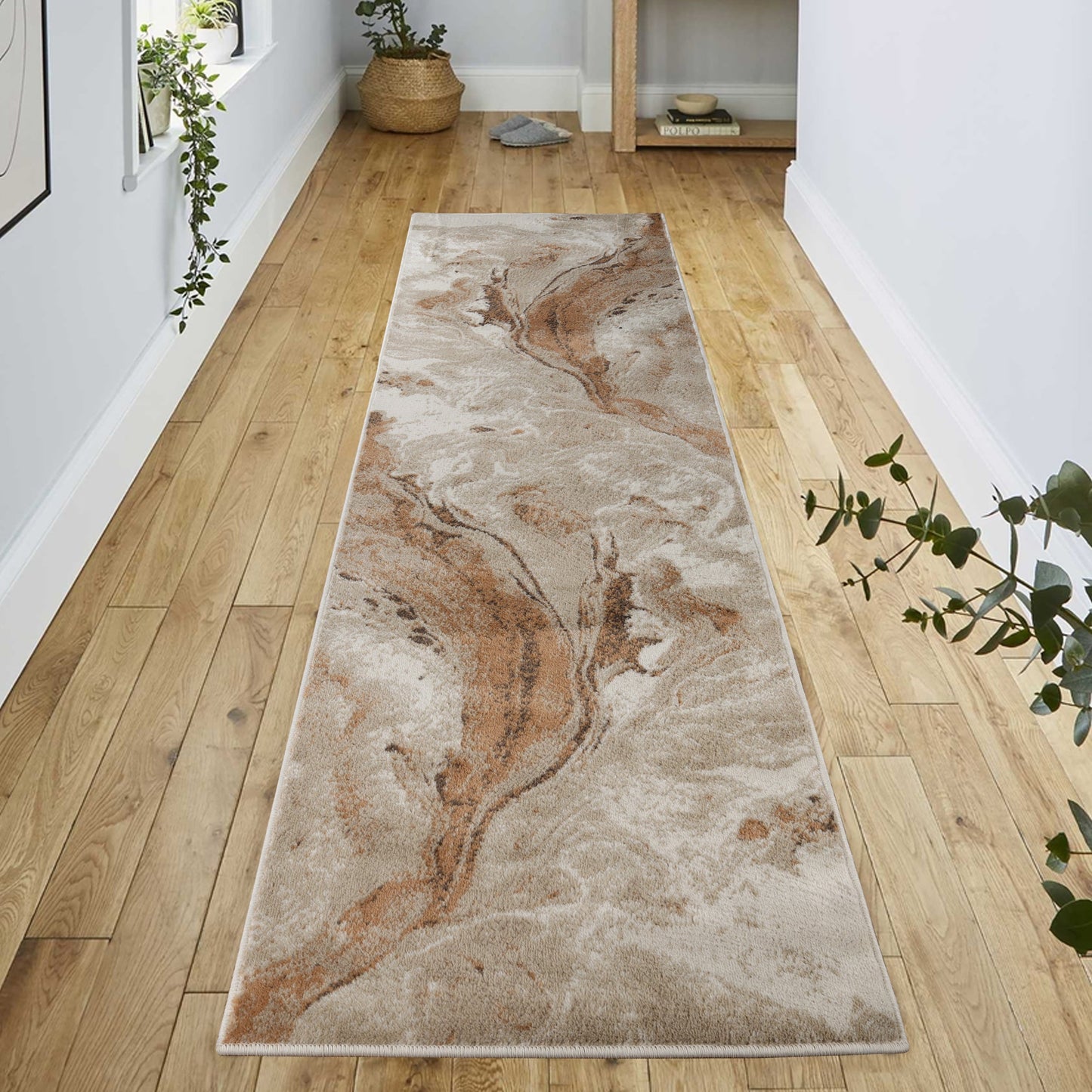Morwenna Modern Abstract Watercolor Plush Indoor Area Rug Or Runner - Beige