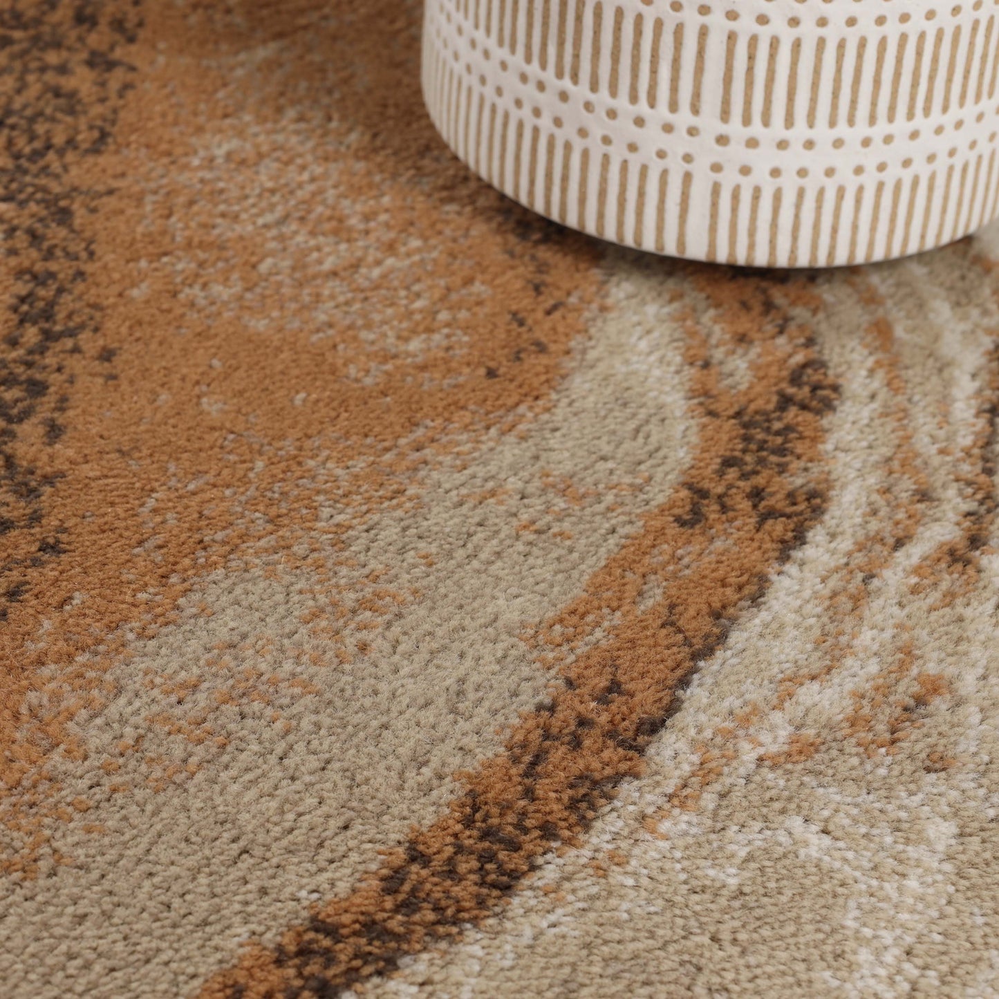 Morwenna Modern Abstract Watercolor Plush Indoor Area Rug Or Runner - Beige