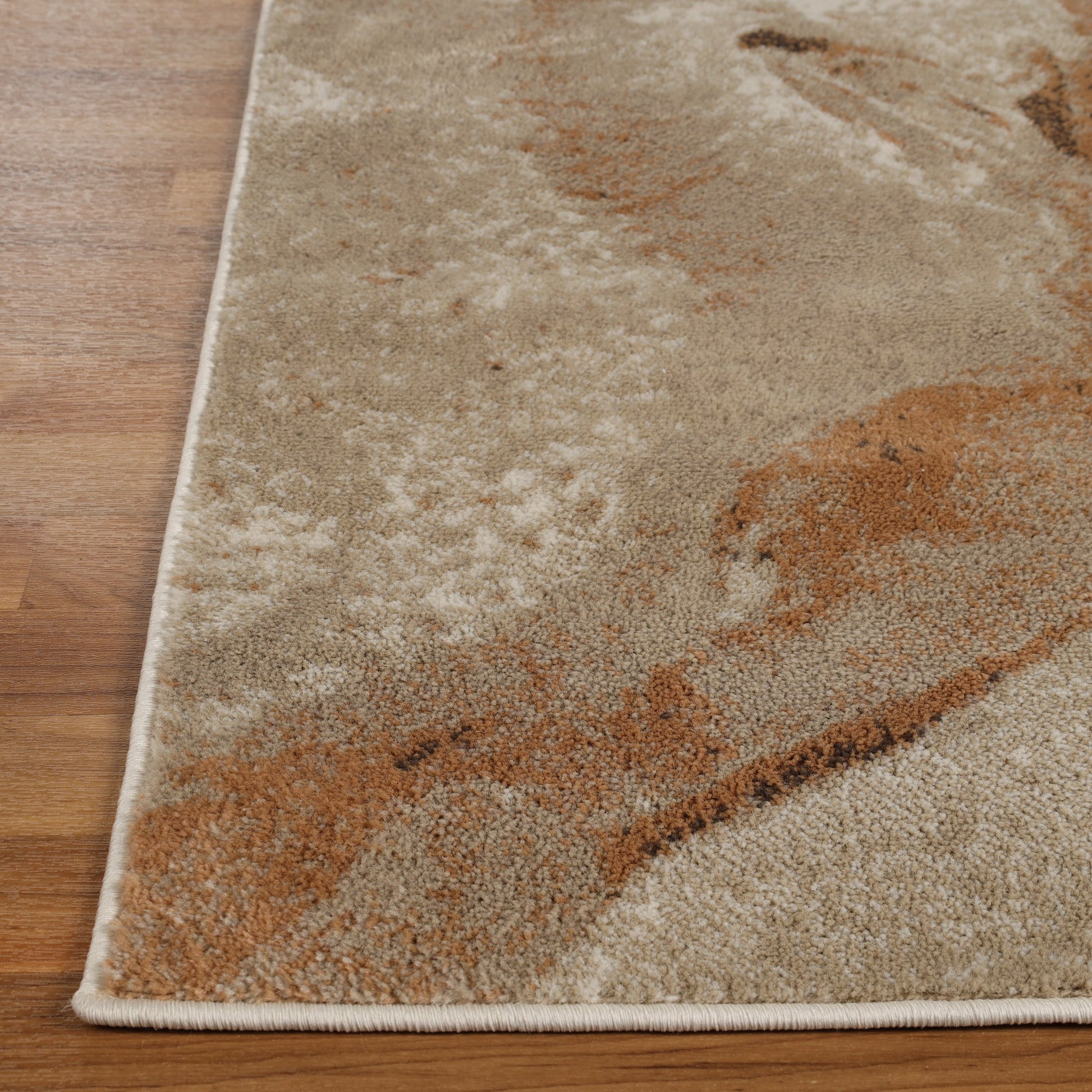 Morwenna Modern Abstract Watercolor Plush Indoor Area Rug Or Runner - Beige