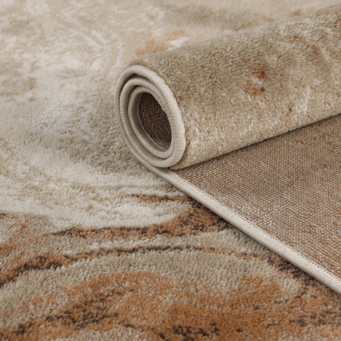 Morwenna Modern Abstract Watercolor Plush Indoor Area Rug Or Runner - Beige