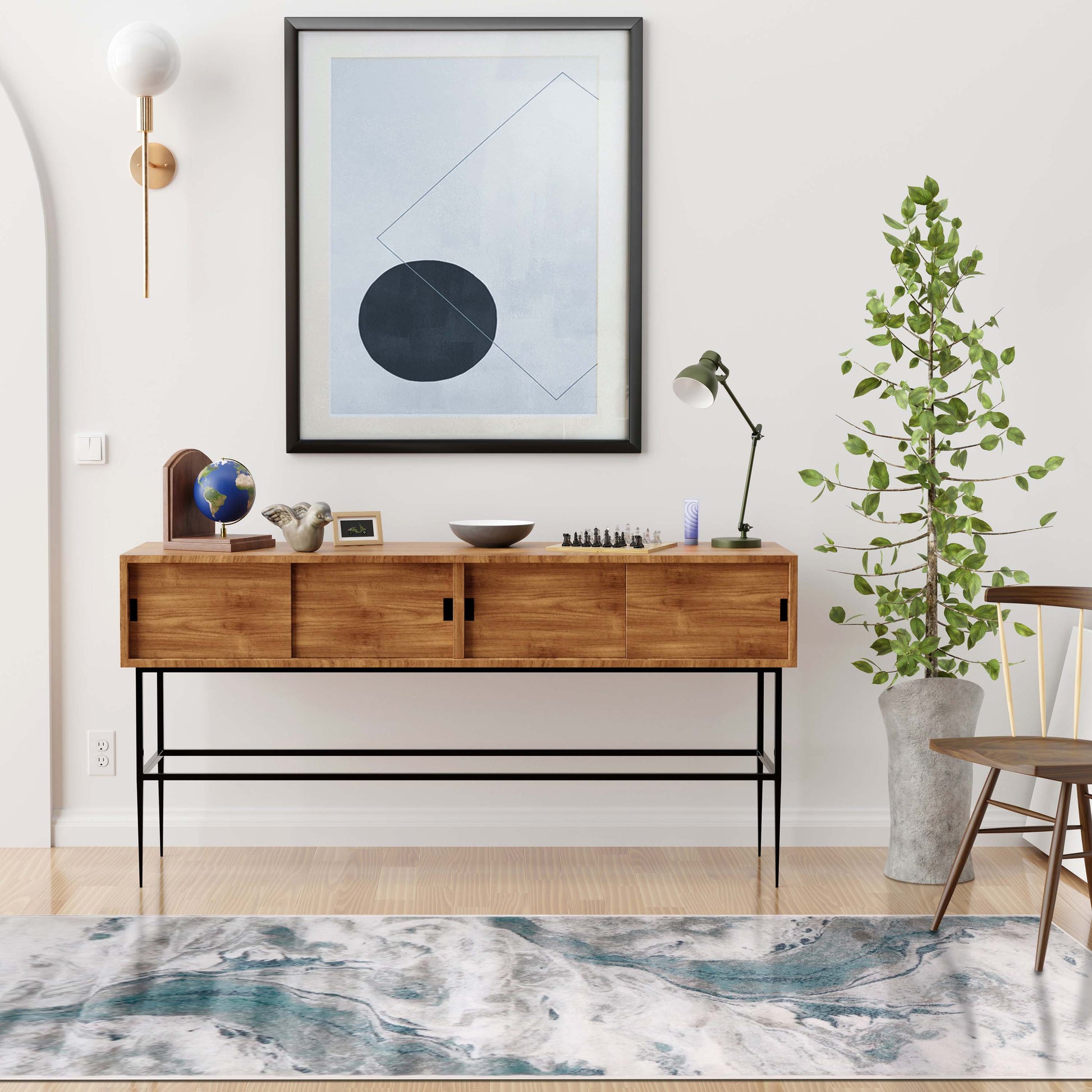 Morwenna Modern Abstract Watercolor Plush Indoor Area Rug Or Runner - Rivulet