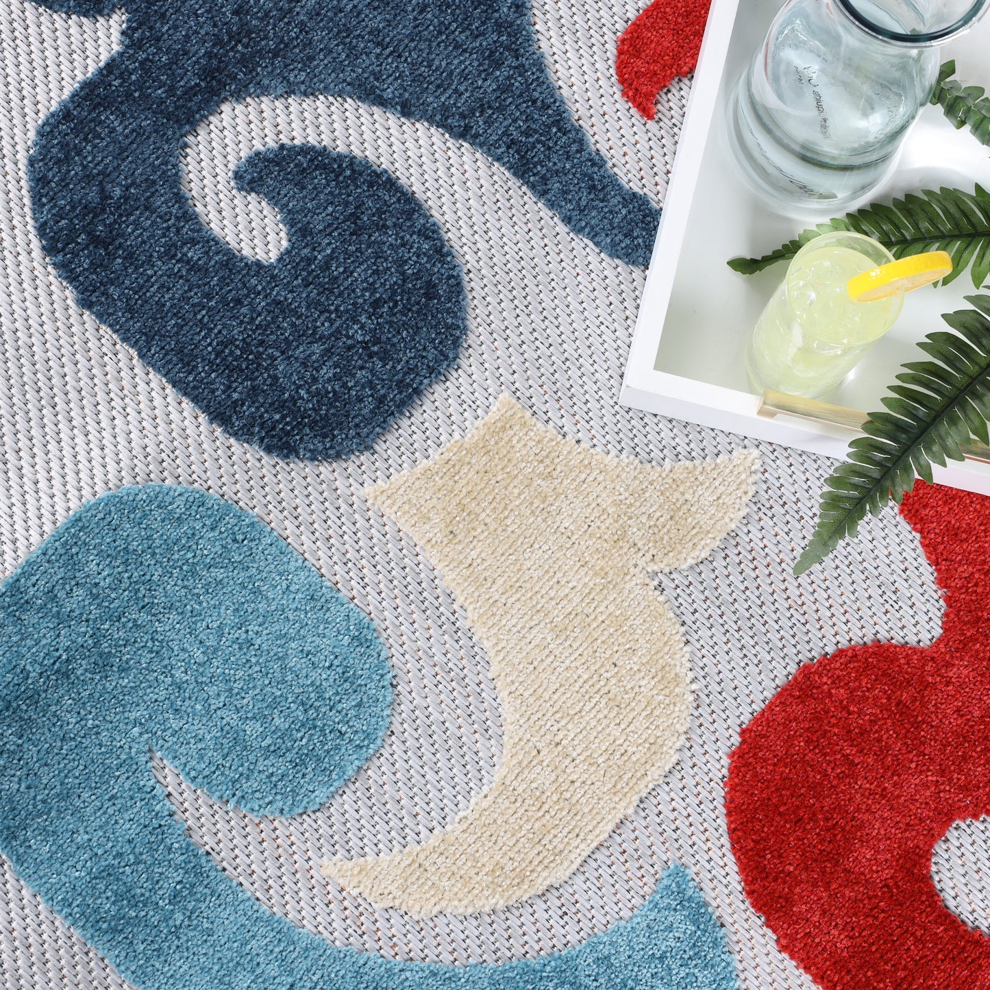 Aldaine Vintage Damask Indoor Outdoor Area Rug - Multicolor