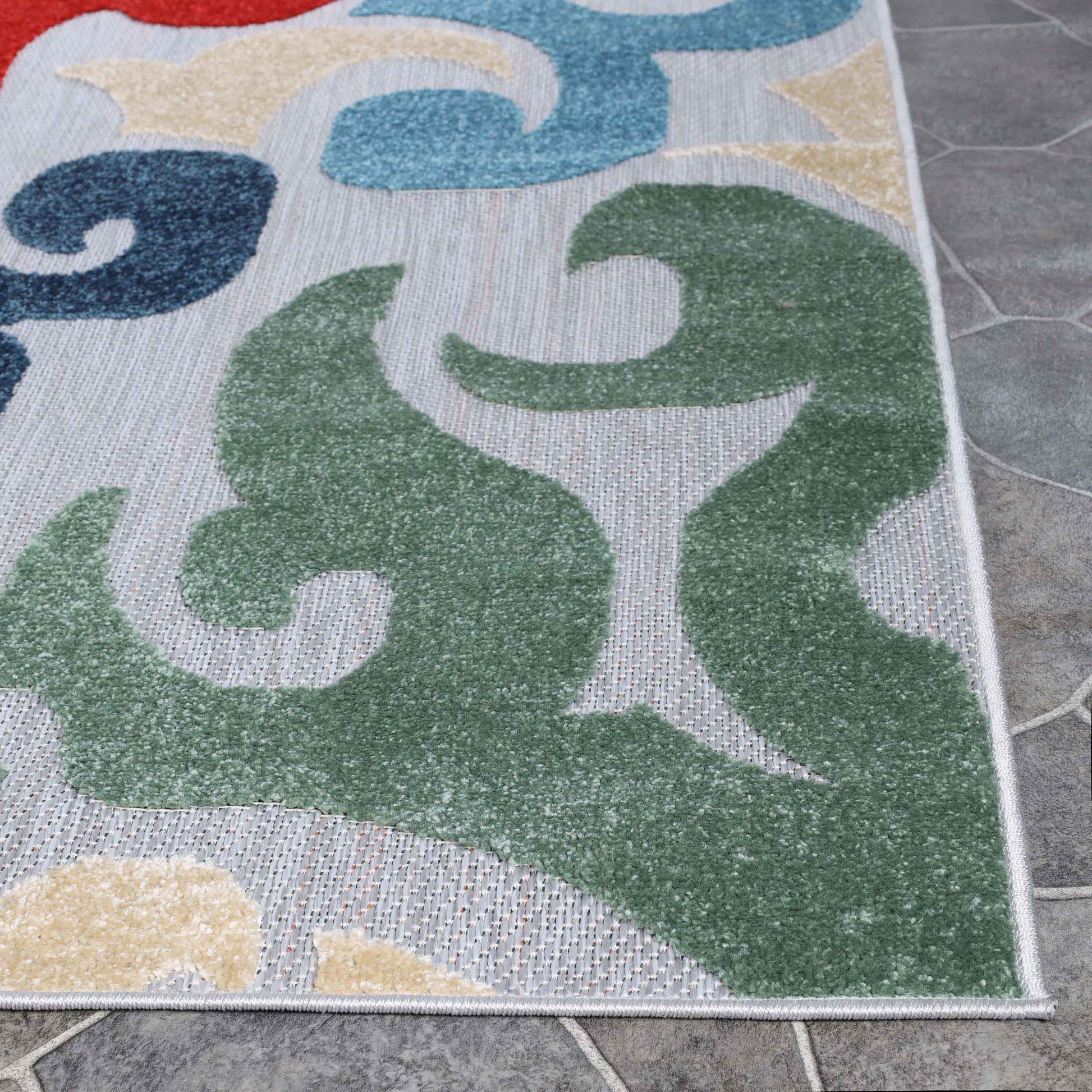 Aldaine Vintage Damask Indoor Outdoor Area Rug - Multicolor