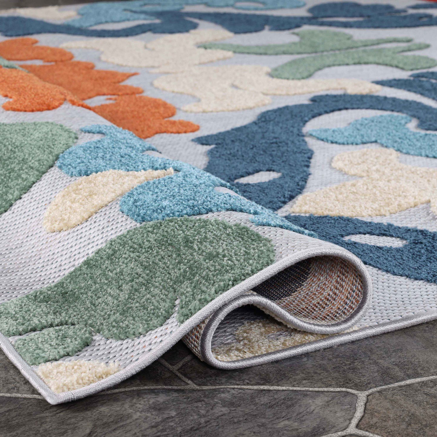 Lowell Traditional Damask Indoor Outdoor Area Rug - Multicolor