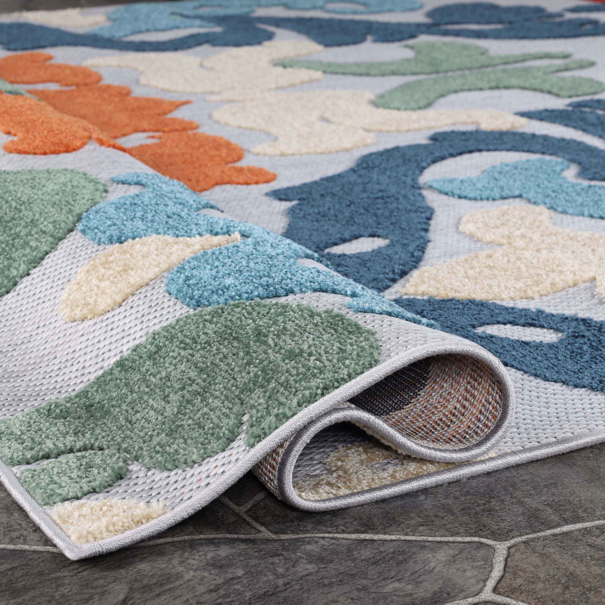 Lowell Traditional Damask Indoor Outdoor Area Rug - Multicolor