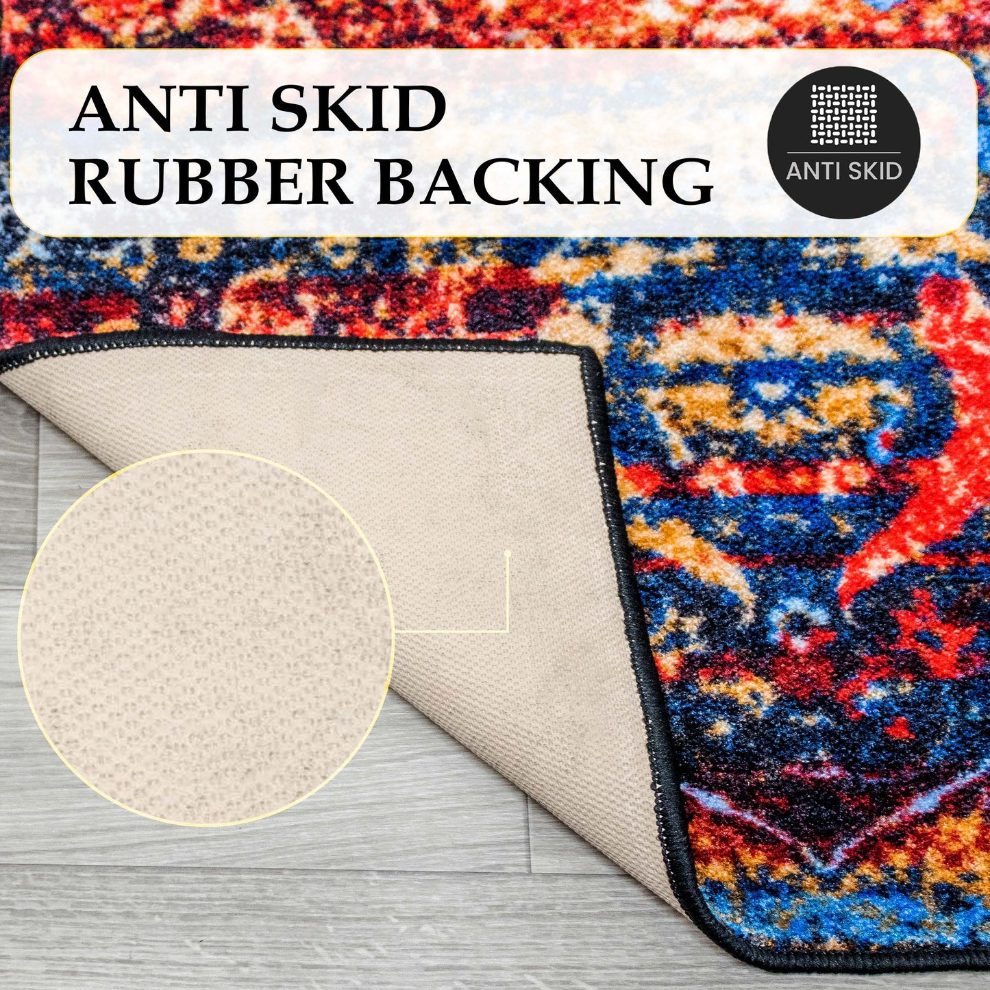 Oswell Medallion Non-Slip Washable Indoor Area Rug or Runner - Multicolored