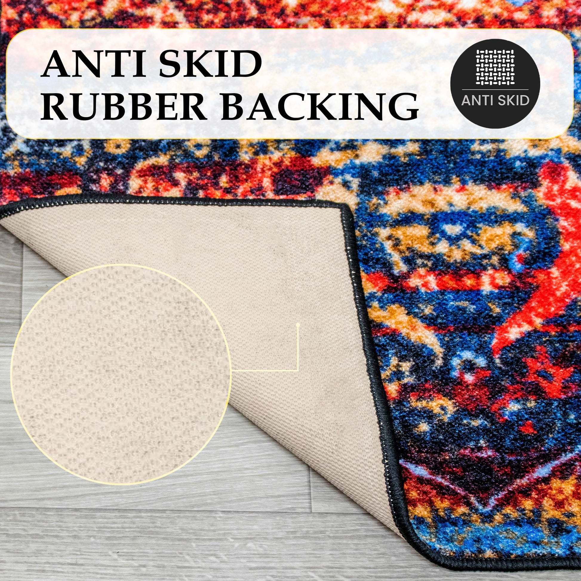 Oswell Medallion Non-Slip Washable Indoor Area Rug or Runner - Multicolored