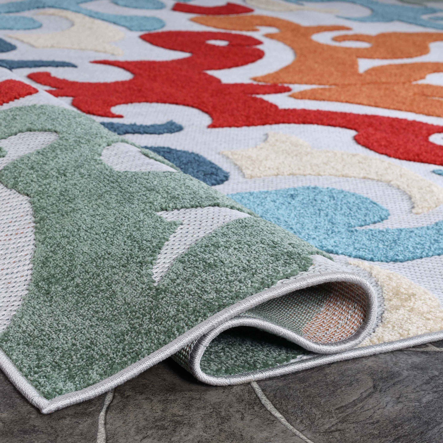 Aldaine Vintage Damask Indoor Outdoor Area Rug - Multicolor