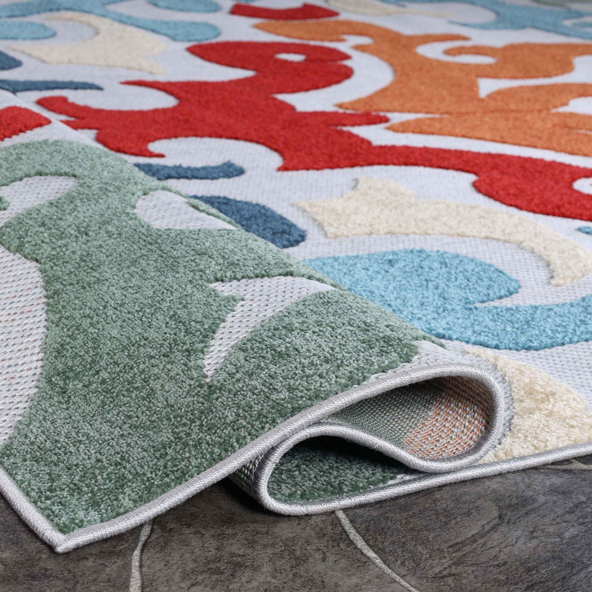 Aldaine Vintage Damask Indoor Outdoor Area Rug - Multicolor
