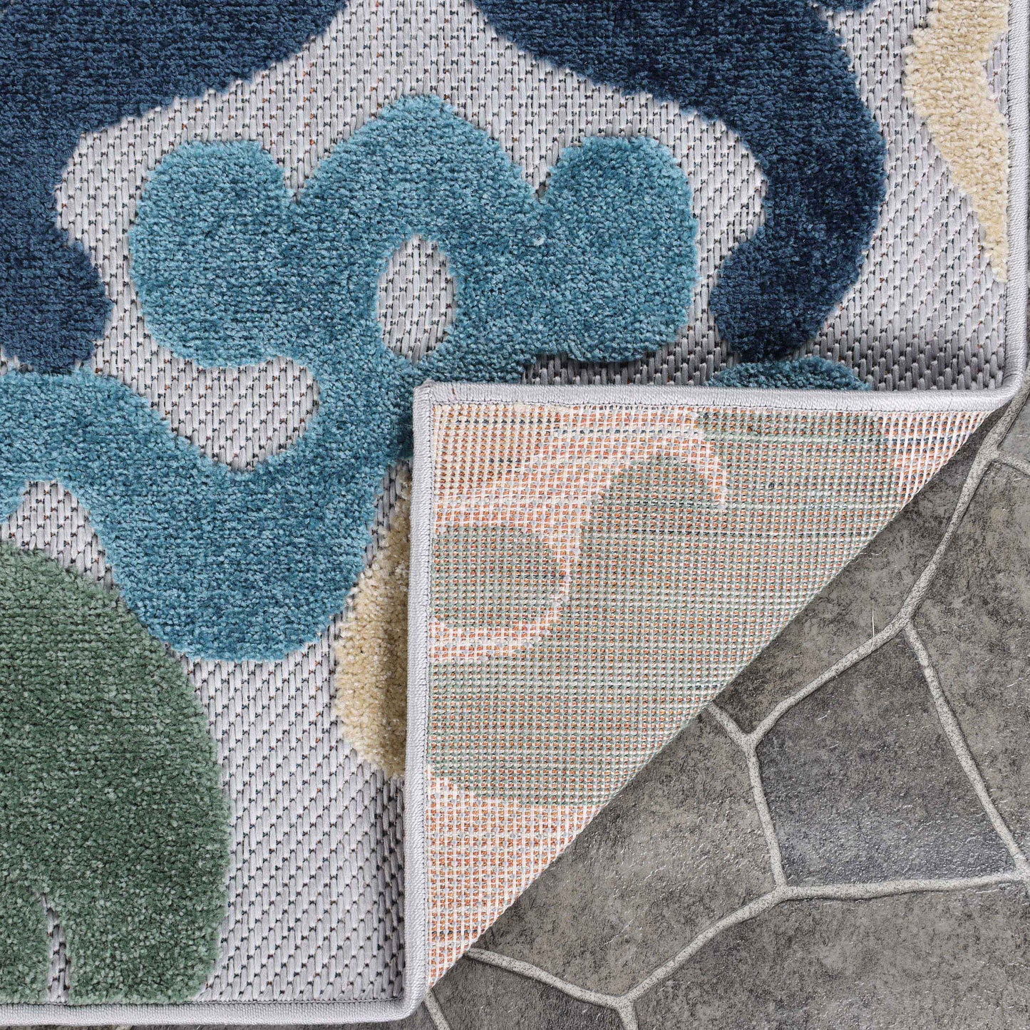 Lowell Traditional Damask Indoor Outdoor Area Rug - Multicolor