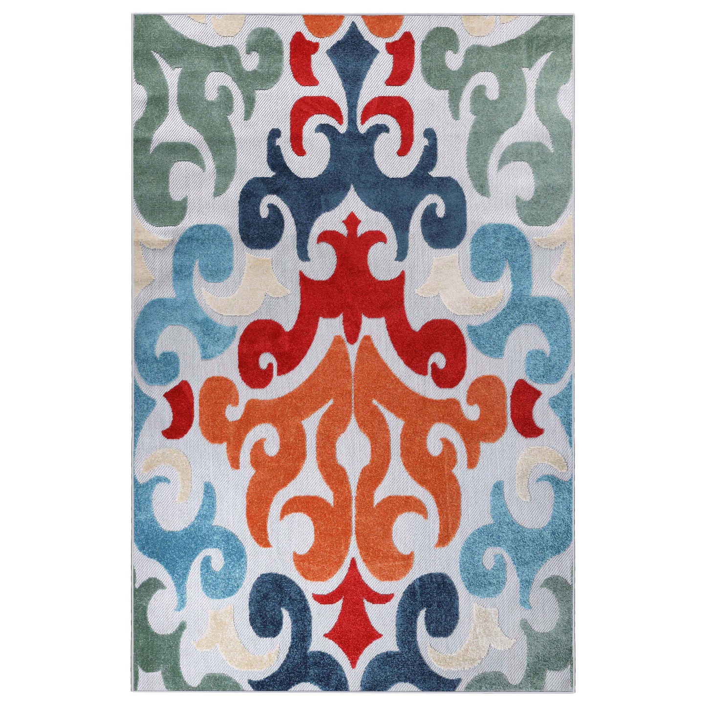Aldaine Vintage Damask Indoor Outdoor Area Rug - Multicolor