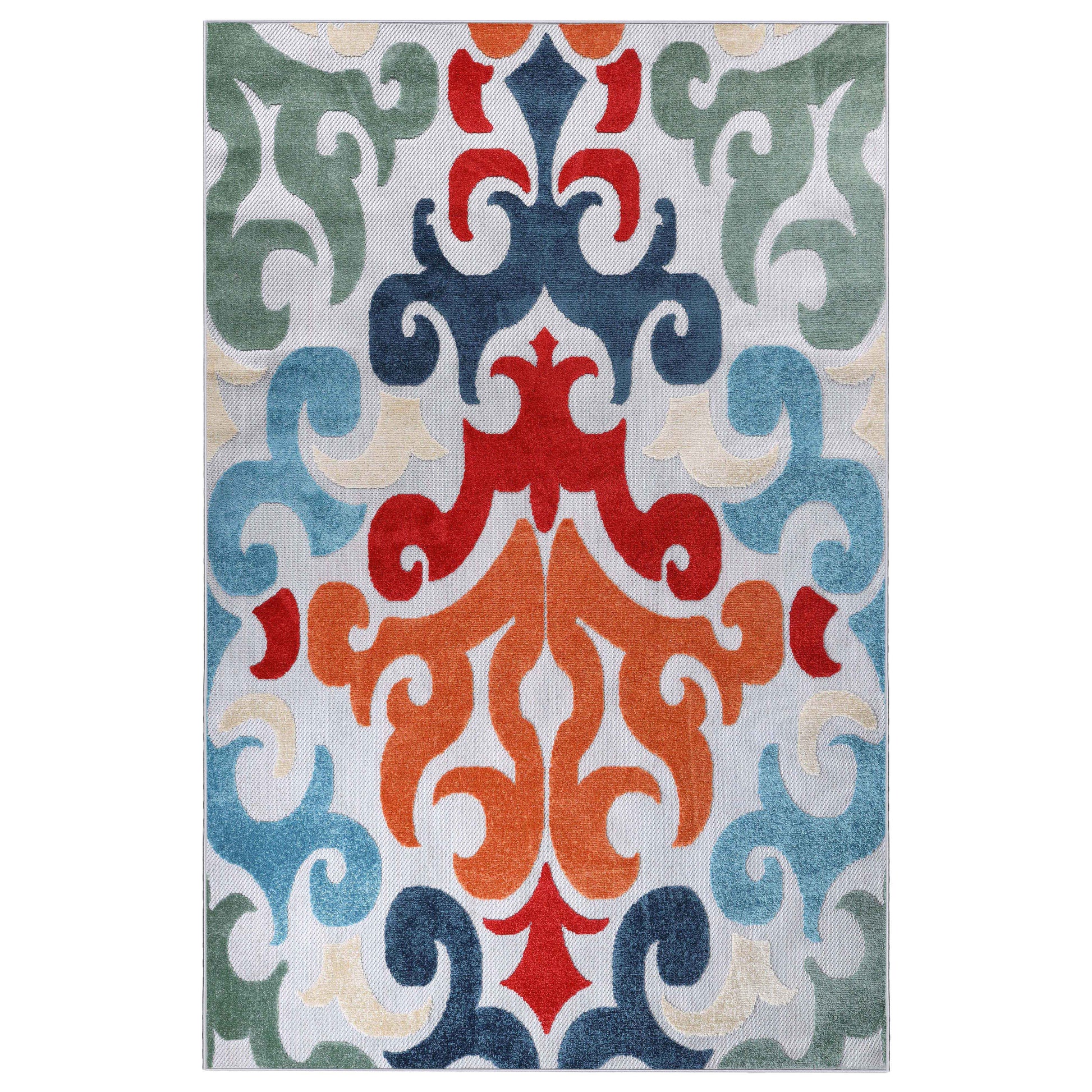 Aldaine Vintage Damask Indoor Outdoor Area Rug - Multicolor