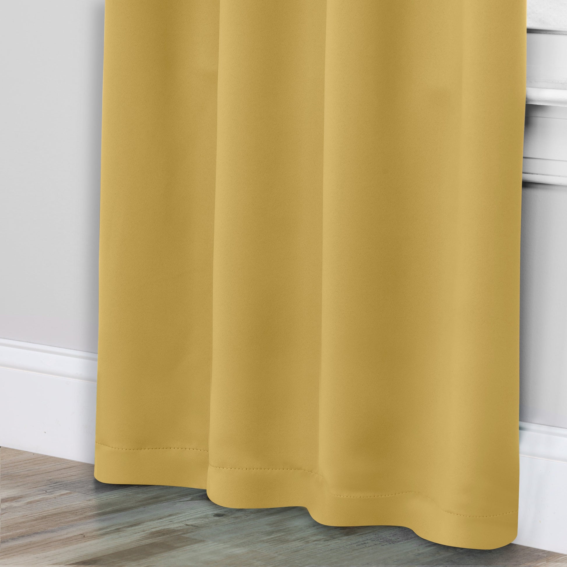 Solid Room Darkening Rod Pocket Blackout Curtain Panels, Set of 2 - MustardYellow