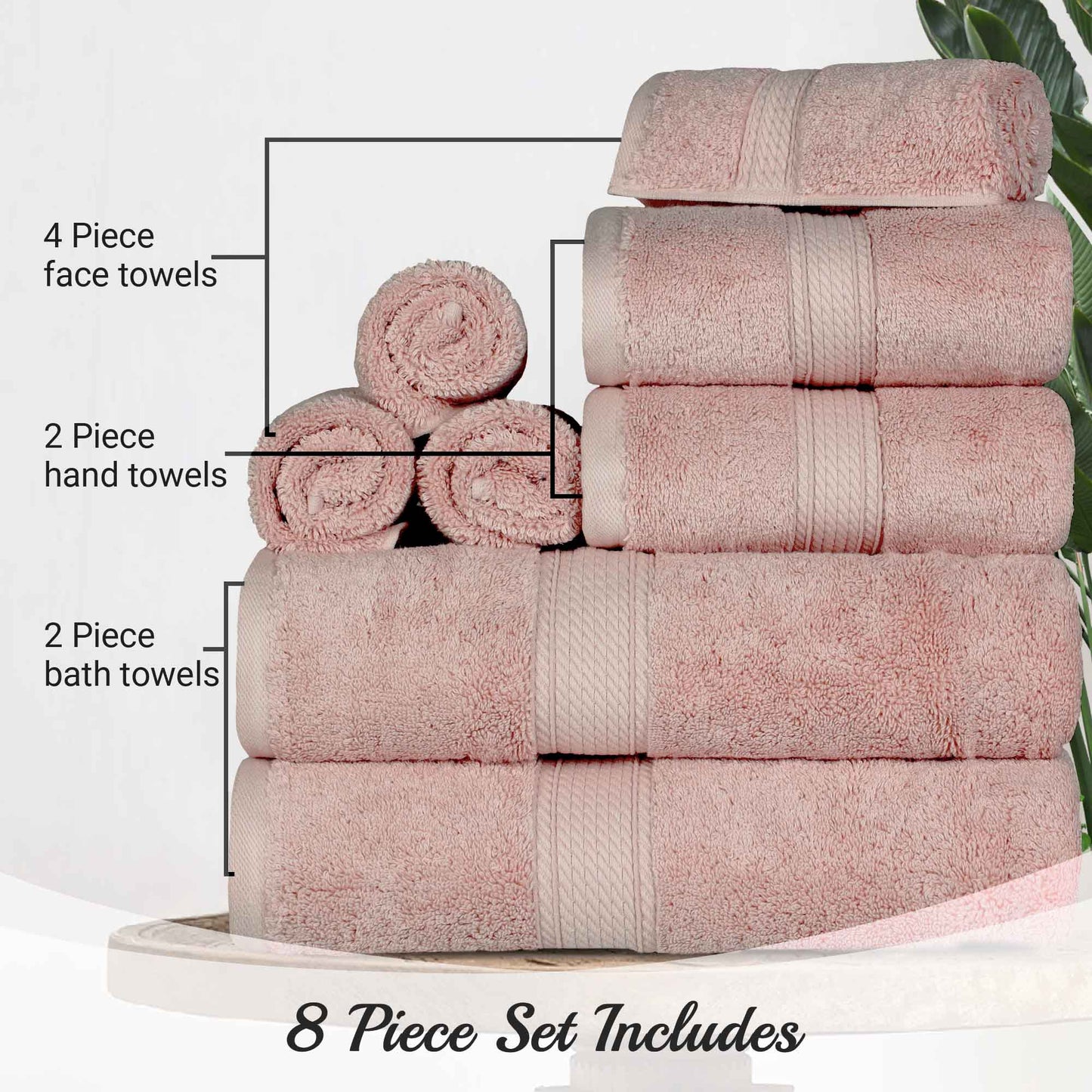 Madison Egyptian Cotton Pile Plush Heavyweight 8 Piece Towel Set
