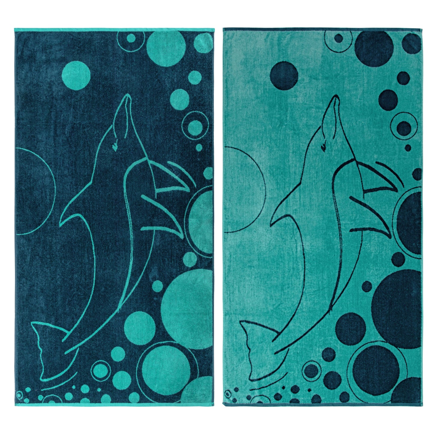 Superior Mystic Dolphin Cotton Oversized Beach Towel Set - Teal