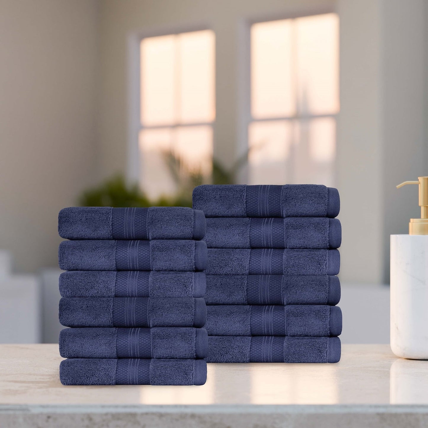 Superior Premium Turkish-Cotton Assorted Towel Set - Navy Blue