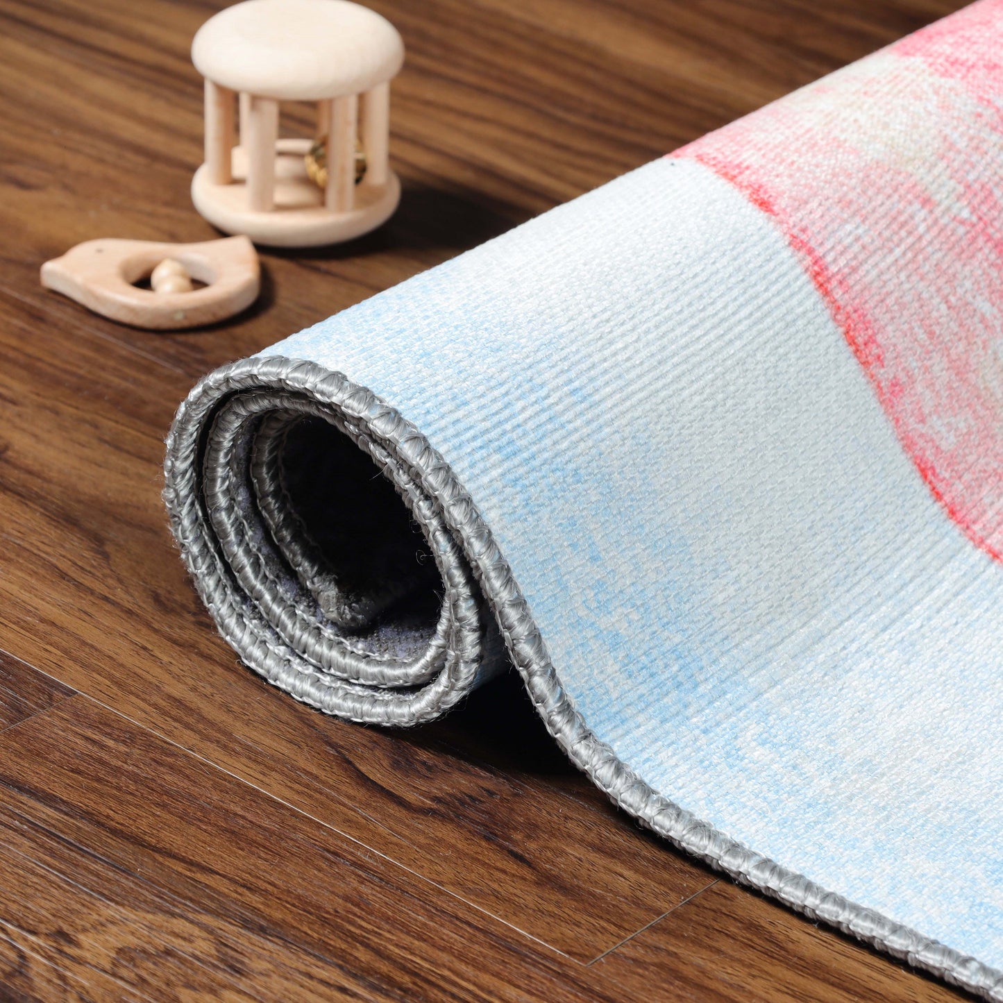 Superior Nursery Elephant Flatweave Indoor Area Rug - Baby Blue