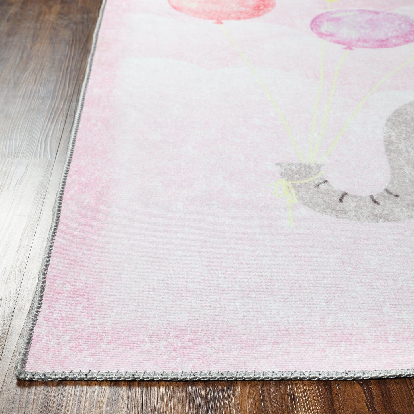Superior Nursery Elephant Flatweave Indoor Area Rug - Soft Pink
