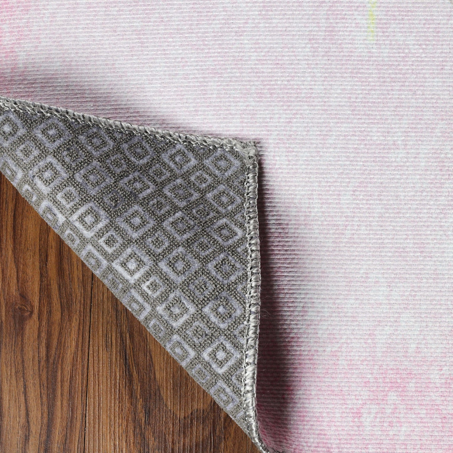 Superior Nursery Elephant Flatweave Indoor Area Rug - Soft Pink