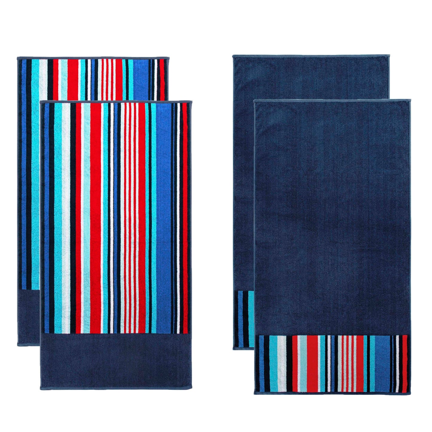 Nautical Stripe Cotton Oversized 4 Piece Beach Towel Set