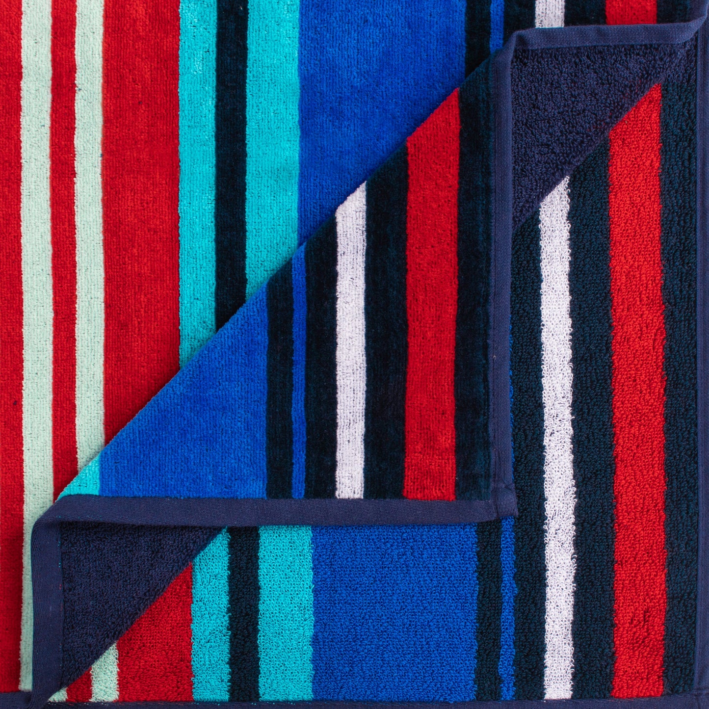 Superior Nautical Stripe Cotton Oversized Beach Towel Set - Blue