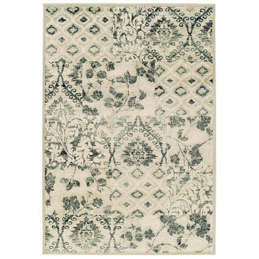 Navan Distressed Floral Damask Indoor Area Rug or Runner