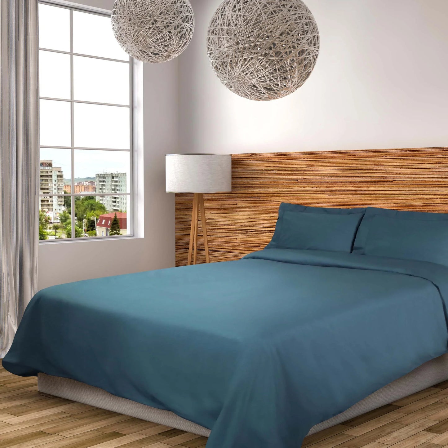 Cotton Percale Modern Traditional Duvet Cover Set - NavyBlue