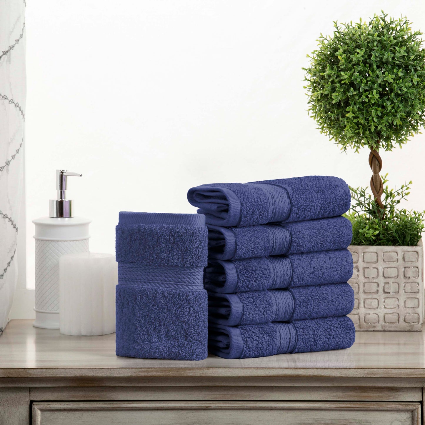 Madison Egyptian Cotton Pile Plush Heavyweight Face Towel Set of 6