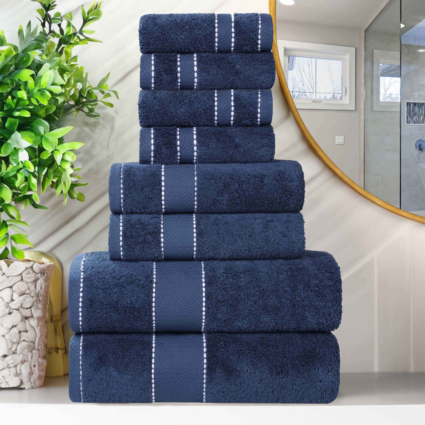 Niles Egyptian Giza Cotton Plush Heavyweight Soft 8 Piece Towel Set