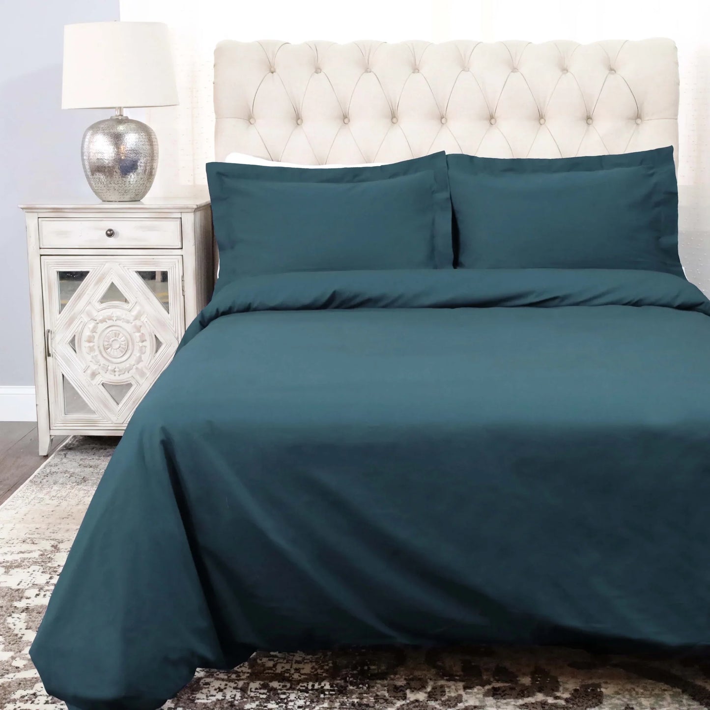 Cotton Percale Modern Traditional Duvet Cover Set - NavyBlue